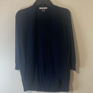 Allison Daley Blue Sweater Top With/Small Stones Size M Used